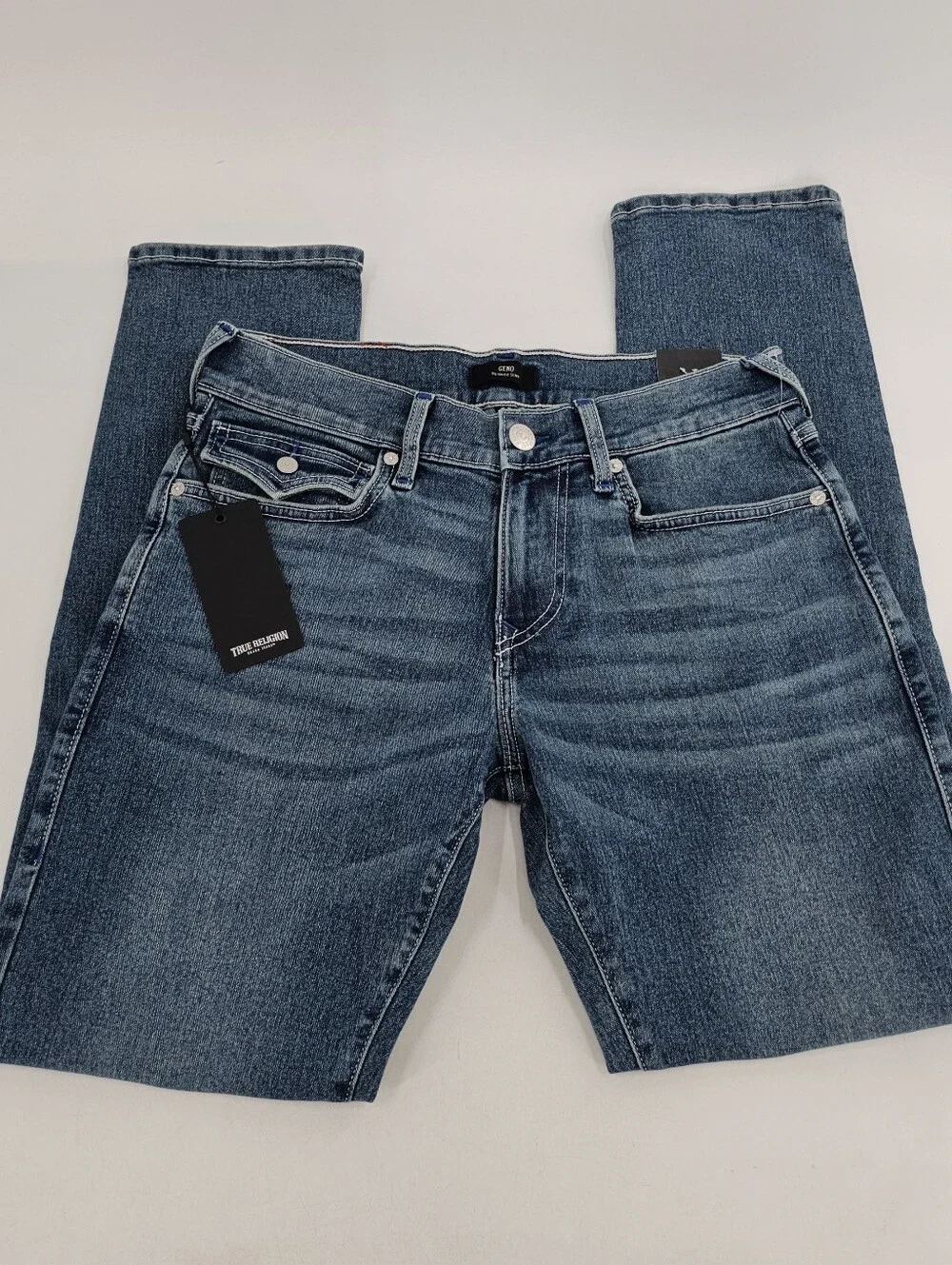 True Religion Geno SN Flap Relaxed Slim Denim Jeans World Tour Men's